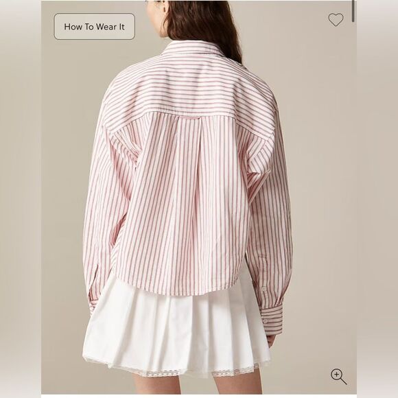 NWT J CREW Étienne cropped button-up shirt in stripe in White Vintage Red - Picture 9 of 10